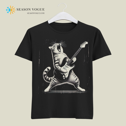 Rock Cat Playing Guitar T-Shirt